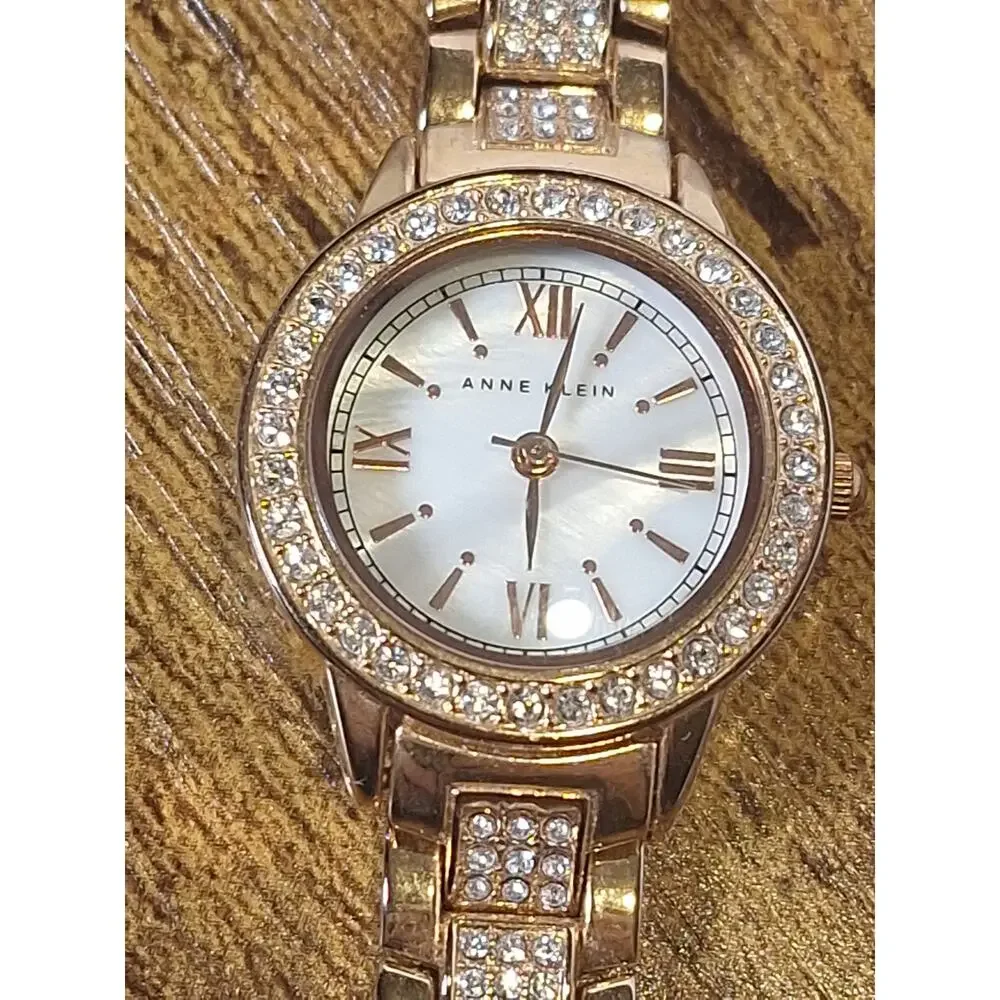 Vintage Anne Klein Ladies Quartz Watch Lot Diamond Accent Gold Tone